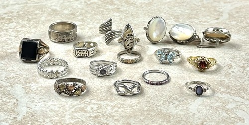 15 Sterling Silver Rings Sizes 4-9 Weight 69g