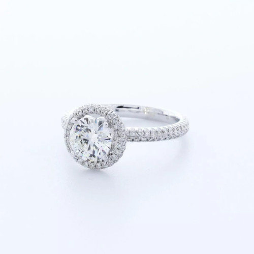 14K Gold Side Stone Engagement Ring Halo 1.65 CT Round Lab-Grown Diamond E VS1 - Picture 2 of 15