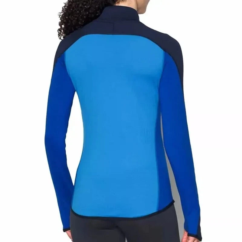 Under Armour UA ColdGear Ladies 1/2 Zip Blue Long Sleeved Running Top - Image 2 of 4