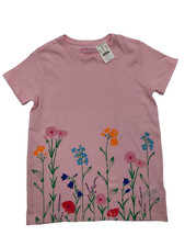 NWT Crewcuts by J Crew Girls Pink short sleeve T-Shirt with Flowers Size 12-14