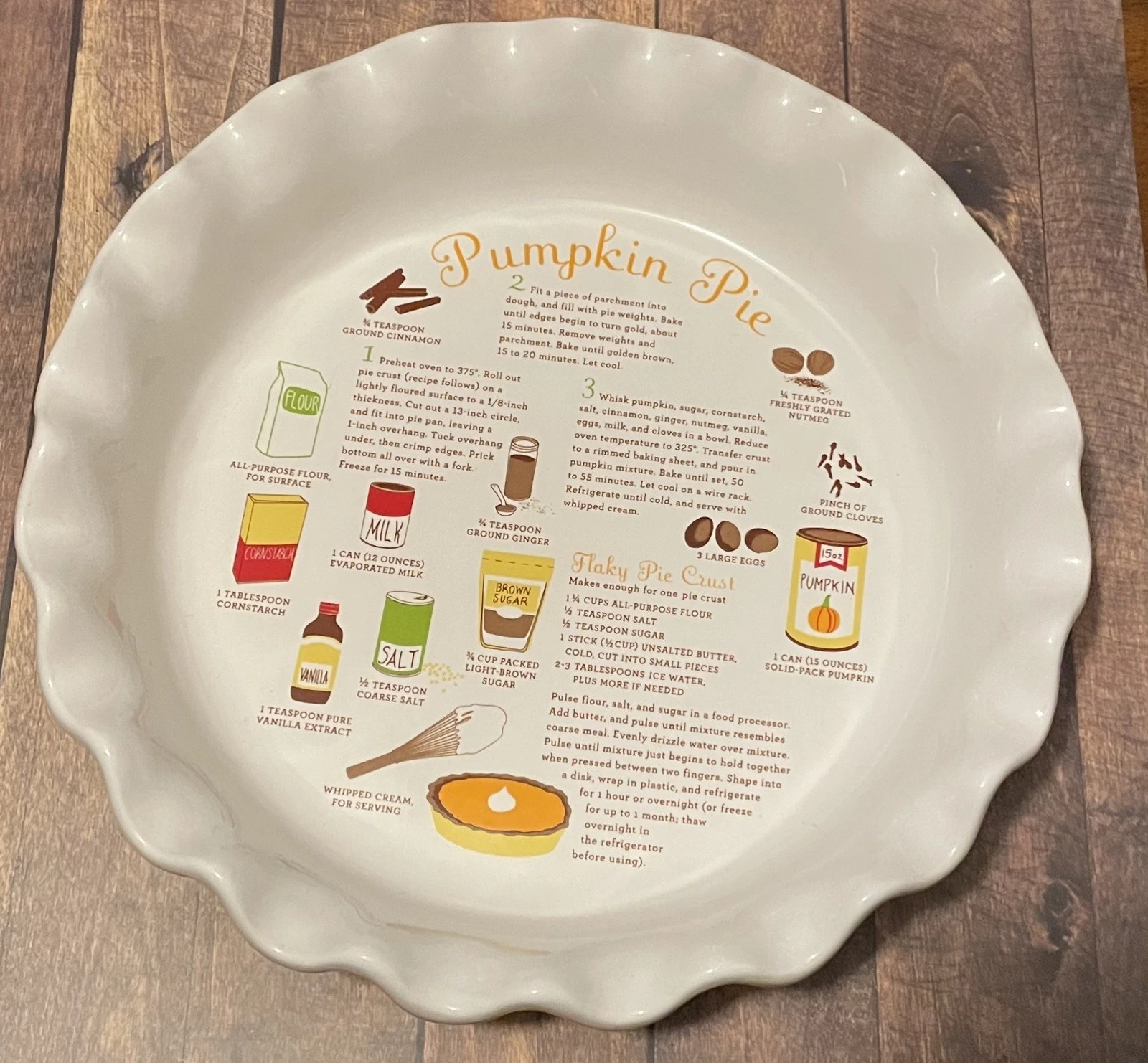 Martha Stewart Exclusively for Macy's Pumpkin Pie Recipe Pie Plate 10 in.