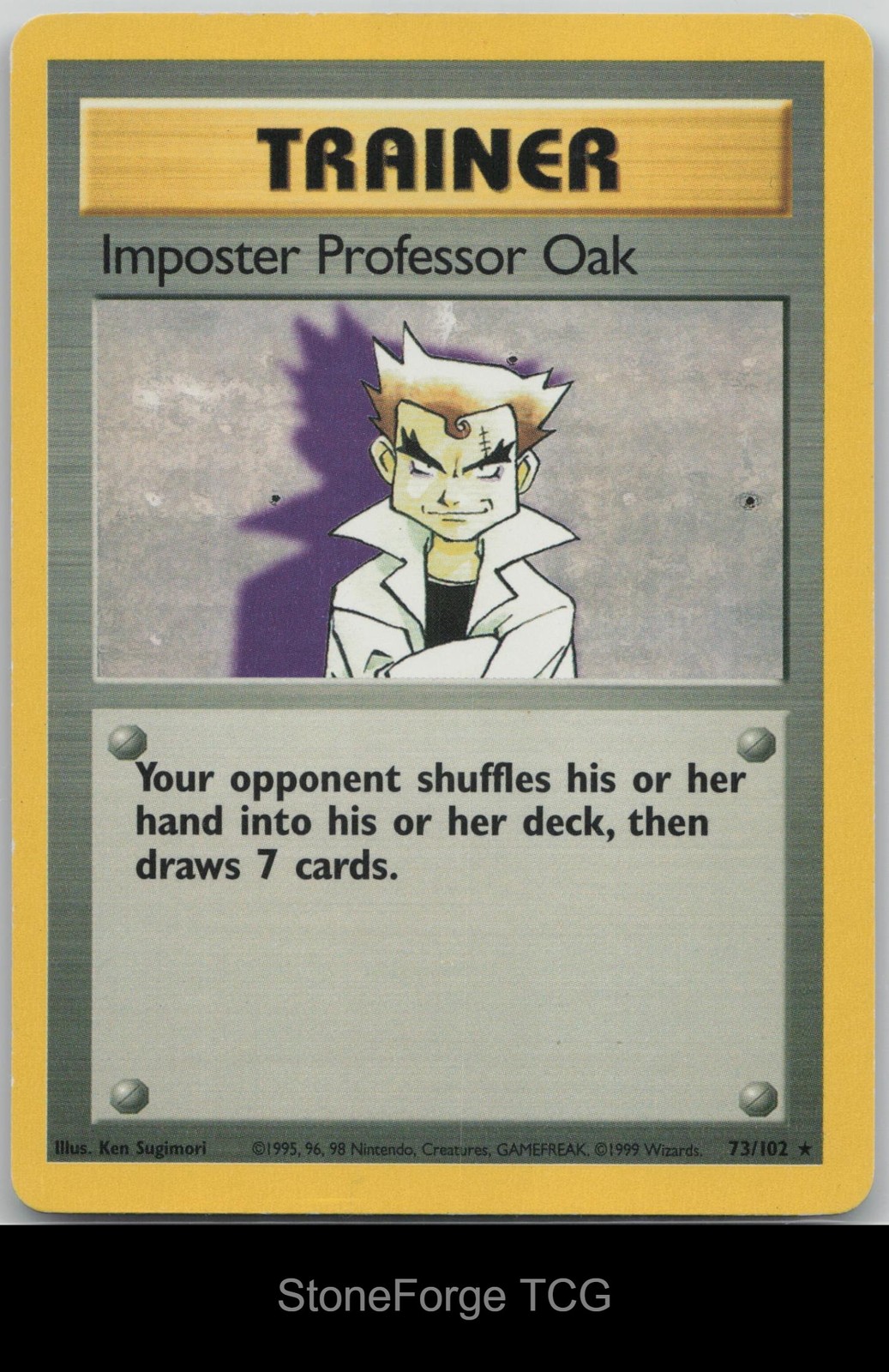 Imposter Professor Oak 73/102 Rare Base Set Unlimited Pokemon Lightly Played