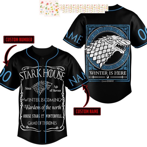Stark House Game Of Thrones Winter Is Here Personalized Baseball Jersey - Picture 1 of 4