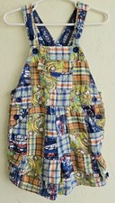 Vintage 2002 Gap Baby Patchwork Plaid Monkey Overalls Cotton 18-24M