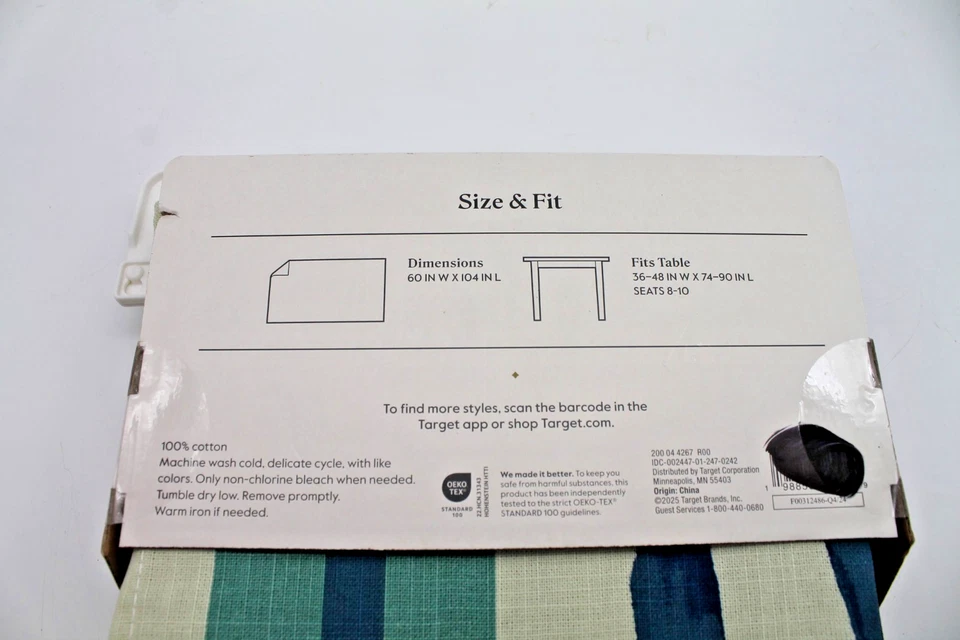 Tablecloth Blue Striped - Threshold™ NEW 60" x 104" 100% Cotton Qty 4 Available - Image 4 of 4