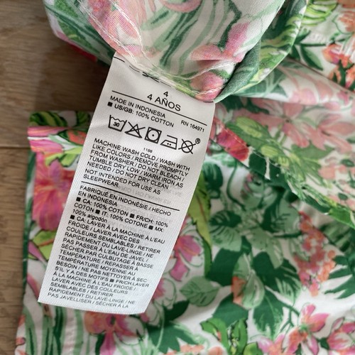 Janie & Jack Short Sleeve Poplin Shirt Size 4 Tropical Floral Pink Green New - Picture 6 of 8