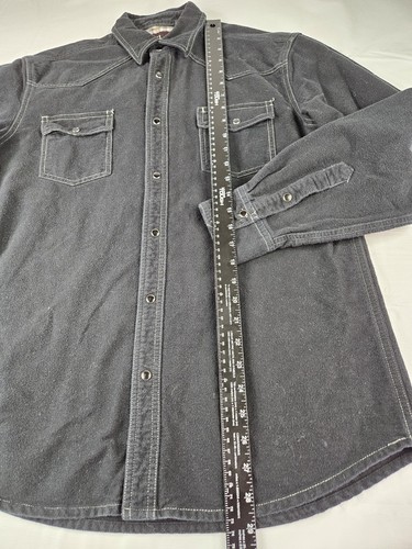 Pintlar Western Flannel Shirt Men L Black White Stitch Long Sleeve Pearl Snap - Picture 5 of 12