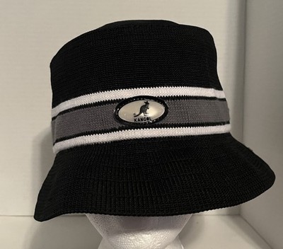 Kangol Bermuda Stripe Bucket Hat Club Stripe Black And Gray Medium