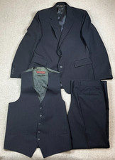 Levi's Action Suit 3 Piece Suit 42R (Pants 35x29) Blue Pinstripe Made in USA