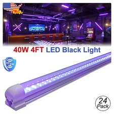 24 Pack 48 inch UV LED Black Light Bar 40W for Glow in the Dark Party Decoration