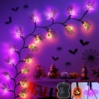 6FT 54 LED Halloween Lights Pumpkins Bats Vine Garland 8 Modes Timer