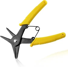 2 in 1 Snap Ring Pliers - Internal & External Circlip 5.4", Yellow & Black 