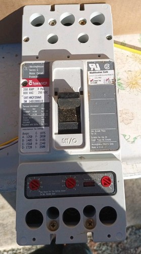 westinghouse series c motor circuit protector 250amp 3pole - Picture 7 of 11