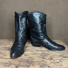 Vintage Zodiac Black Leather Slouch Boots Women s 6 Made in USA