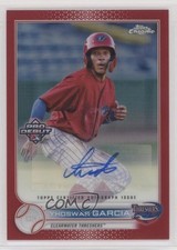 2022 Topps Pro Debut Chrome Red Refractor 2/5 Yhoswar Garcia #PDC-165 Auto 8h7