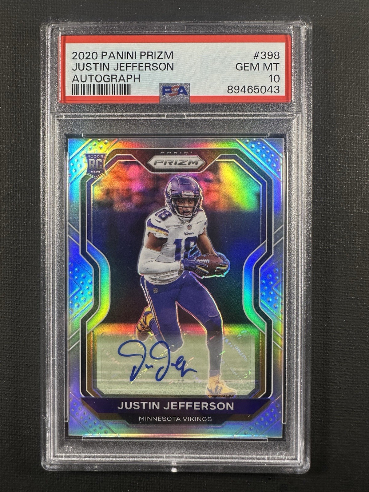 2020 Panini Prizm Silver Justin Jefferson #398 Auto Autograph PSA 10 view 1