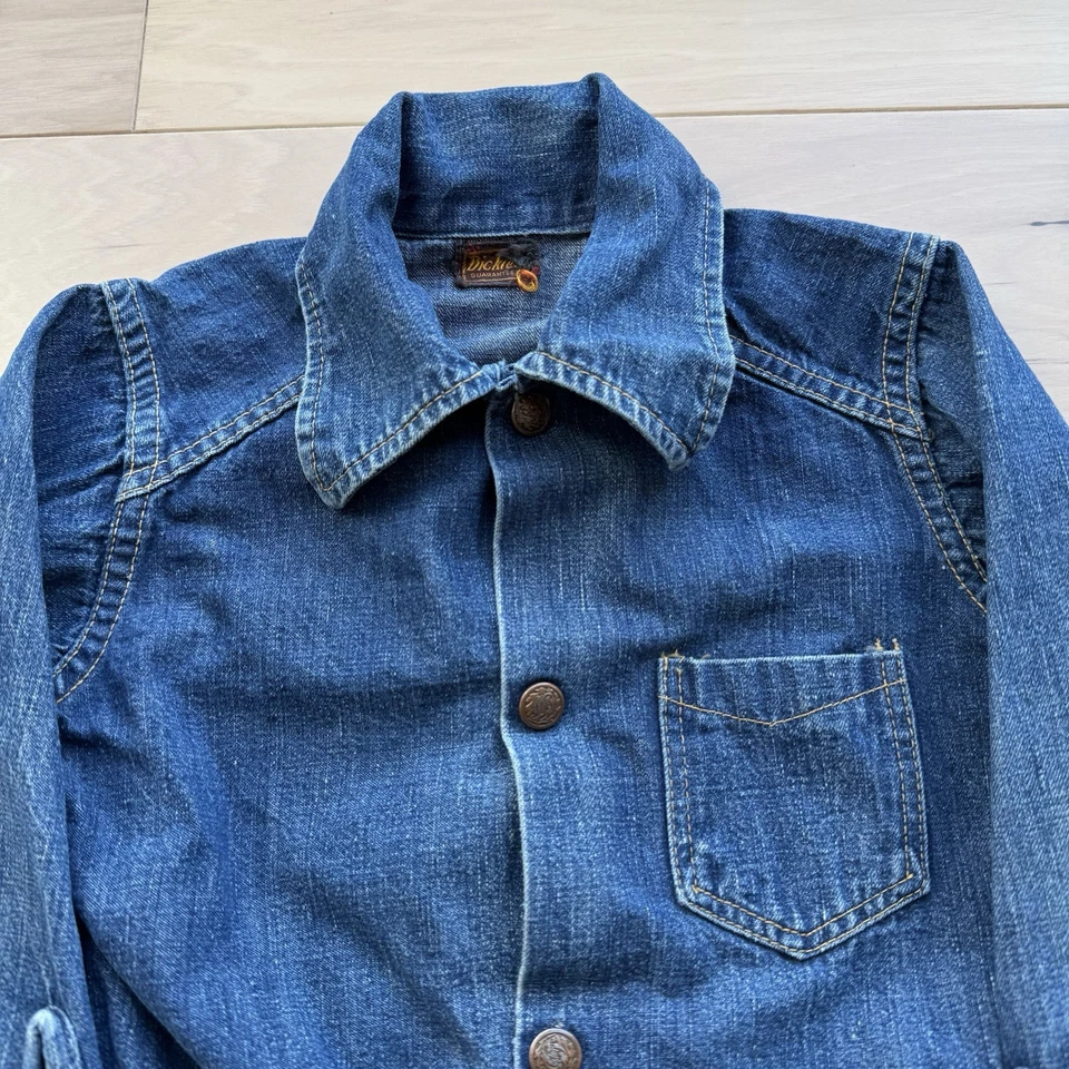 Chaqueta de Colección Dickies Denim Ribete Niño Pequeño Azul Años 40 Hecha en EE. UU. Foto 3 de 4