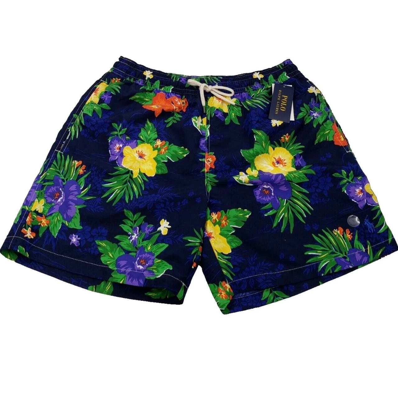 Polo Ralph Lauren Men's Navy Swimwear Shorts/Trunks Floral Print Beach Sz. Large