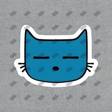 Cute Blue Cat Vinyl Sticker Adorable Cat Decal for Laptops, Water 363056