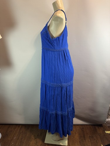 Joie Damen großes blaues Spitzen Stufen Sommer Maxikleid verstellbare Träger Boho - Bild 6 von 19