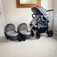 Icandy Peach 4 Double Blossom Twin Baby Pram Timeless Truffle  🩶refurbished🩶
