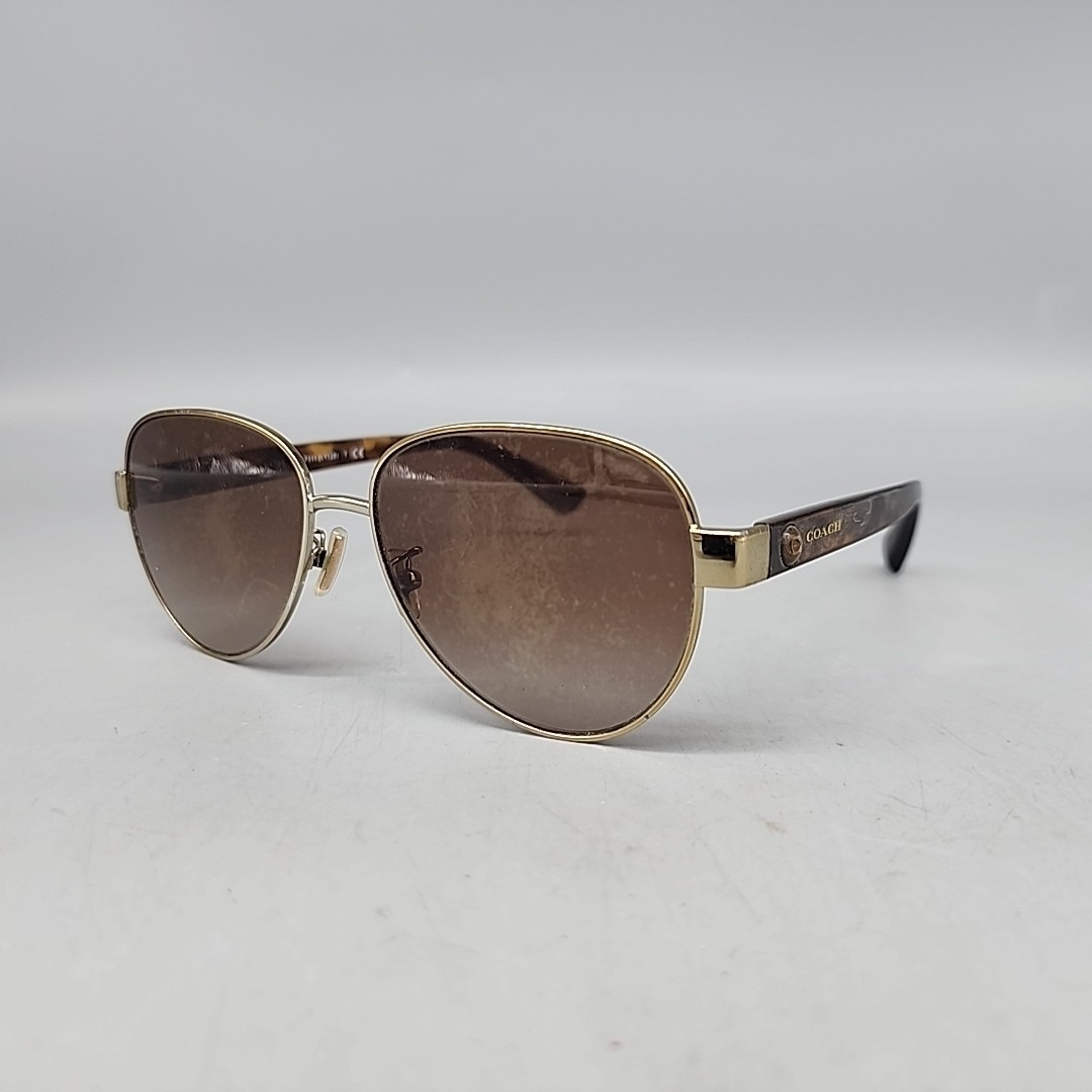 coach sunglasses Aviator 900513 Shiny Light Gold 57 15 140 HC7111 SCRATCHES