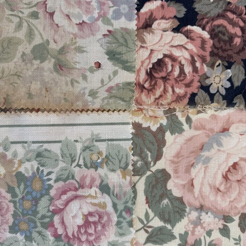 Beautiful Floral Fabric Samples ? Linen Or Blend 45cmx40cm aged marks - Picture 11 of 13