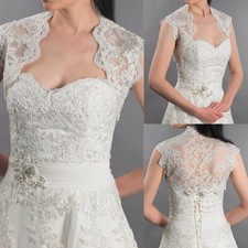 Wedding Dress Jacket White Ivory Lace Appliques Wedding Bridal Floral Capes