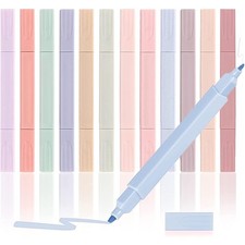 Dual-Tip Bible Highlighters Assorted 12 Pack No Bleed Through Gel Pen Set