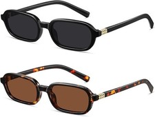Retro Rectangle Sunglasses Small Square Vintage 90s Style Unisex CL010