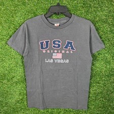 USA Original Las Vegas Graphic T Shirt Gray Short Sleeve Crew Neck Size Small
