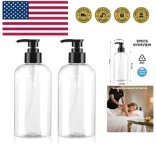 Empty Pump Bottles Dispenser 12.85oz/380ml, Refillable Clear BPA-Free Plastic...