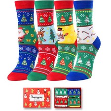 4 PCS Christmas Socks For Kids Unisex Xmas Gift Idea For Teen Girls Boys