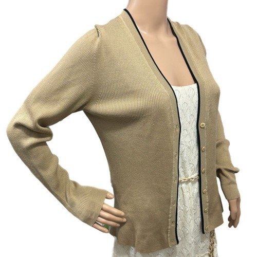 Vintage 90s THE LIMITED Silk Blend Cardigan Sweater Stretchy Knit Beige Size M/L - Picture 5 of 9