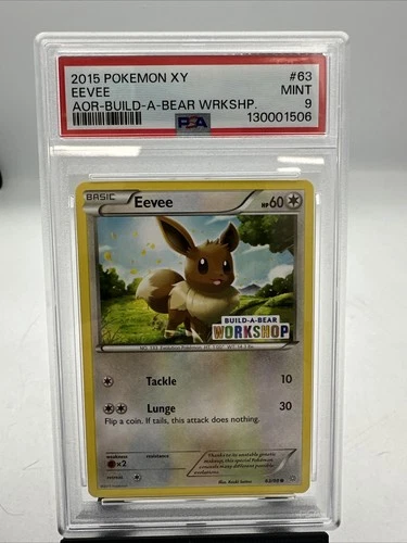 PSA 9 MINT Eevee 63/98 Build A Bear Exclusive Stamped Promo Pokémon TCG 2015