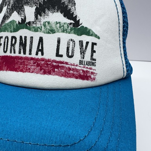 Billabong trucker Cap California Love Bear Logo blue Mesh Snapback Baseball Hat - Picture 5 of 17