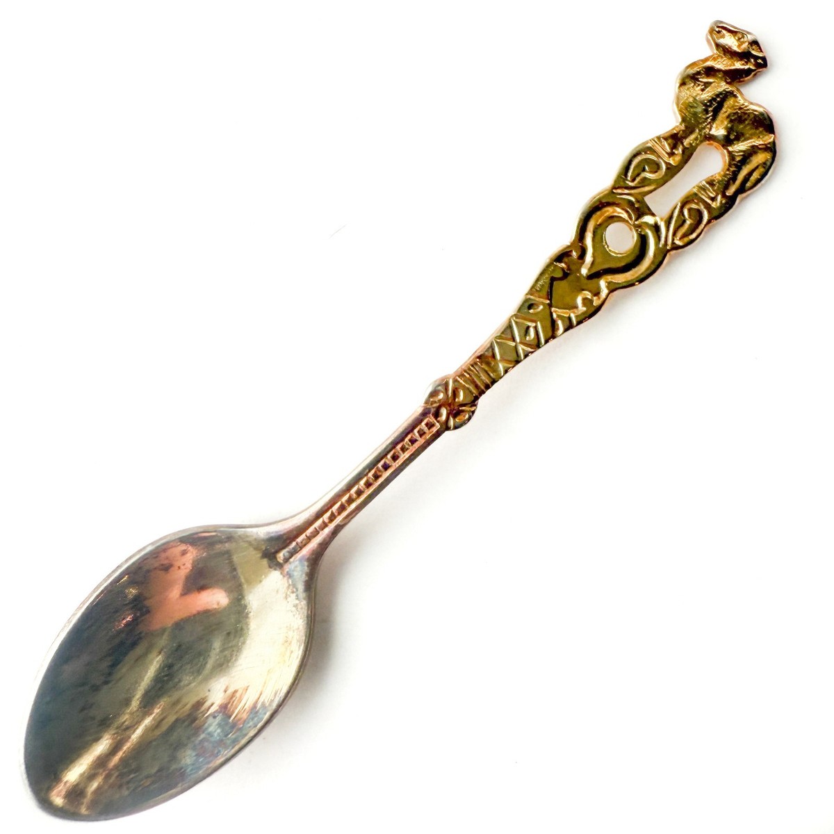 Vintage Japan Souvenir Spoon Gold Tone Camel Handle Figural Mid