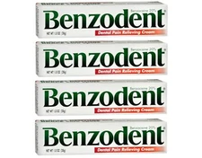 4 Pack Benzodent Dental Pain Relieving Cream No Artificial Color & Flavors 1 oz