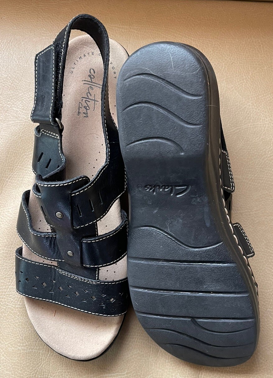 Collection By Clark’s Fisherman Sandal Black Cushioned Insole Size 9W