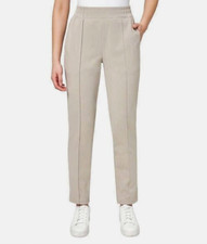 Mondetta Women's Pintuck Straight Leg Pant, Beige, Inseam 30" Size L