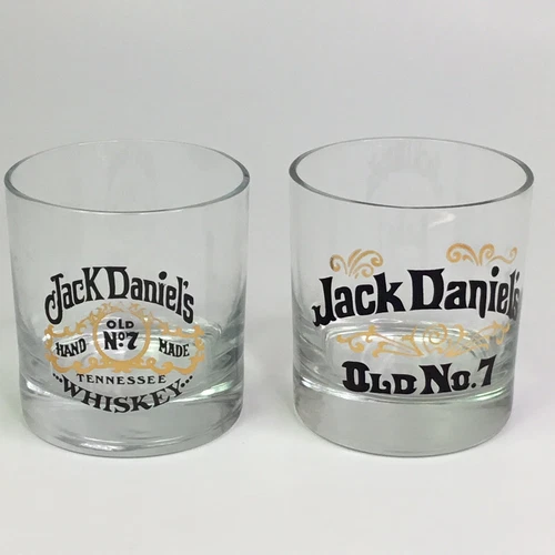 Jack Daniels Old No. 7 Whiskey Rocks Drinking Glass Set Of 2 Lowball 8 oz