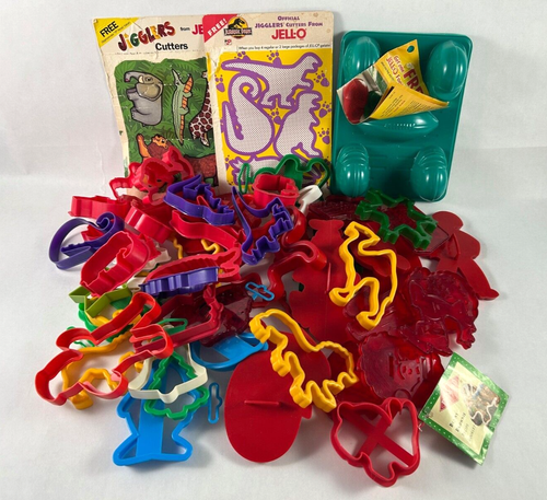 Mixed Lot of 53 Plastic Cookie Cutters Jello Jigglers Wilton Tupperware Animals