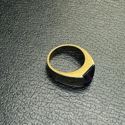 Vintage Solid 18K Yellow Gold Cartier Ring with Amethyst Cabochon Size 5.25 - Picture 11 of 13