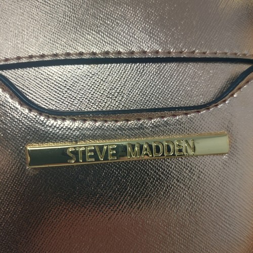 Steve Madden Rose Gold Metallic Satchel Bag Wristlet Crossbody Chain Strap - Picture 5 of 16