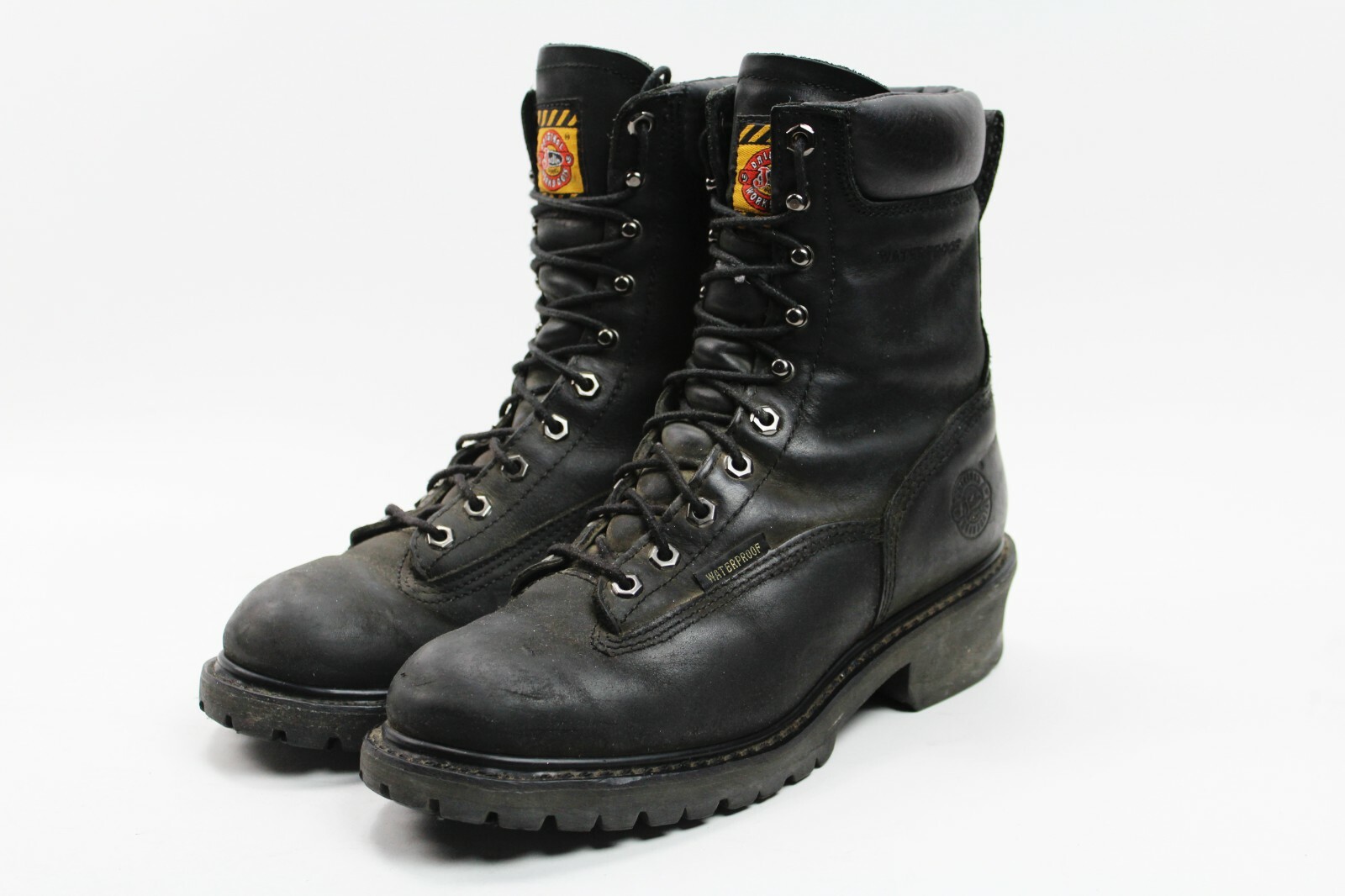black justin lace up work boots