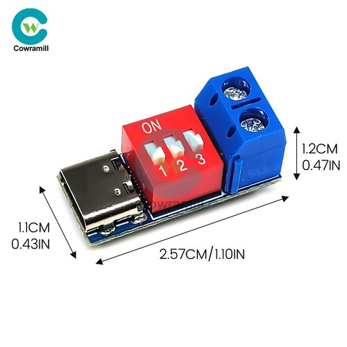 PD Decoy Fast Charging Trigger Module Adjustable Voltage 5V 9V 12V 20V Type-C 5A - Picture 12 of 17