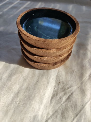 Posavasos de resina y corcho Henbit Art, juego de cuatro, patrón de remolino azul - Imagen 4 de 5