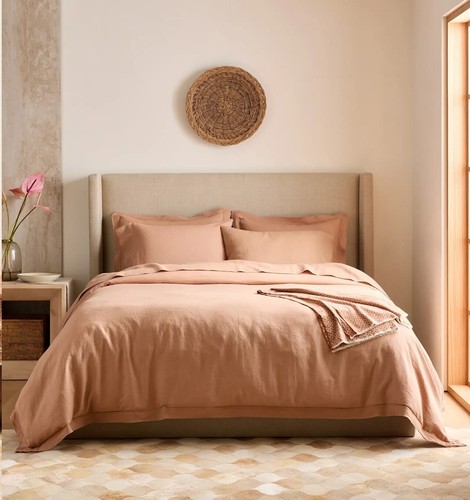 Quince European Linen Flange Desert Sunset Duvet Cover! King/ Cal King! (940) - Picture 3 of 9