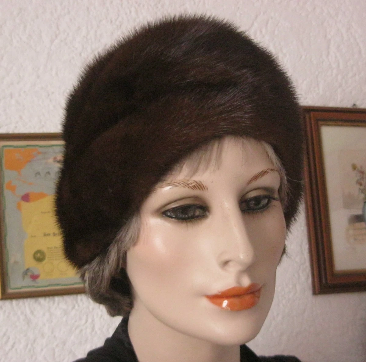 Alte Pelzmütze Echtfell Pelzkappe Echtpelz echt Vintage gebraucht braun