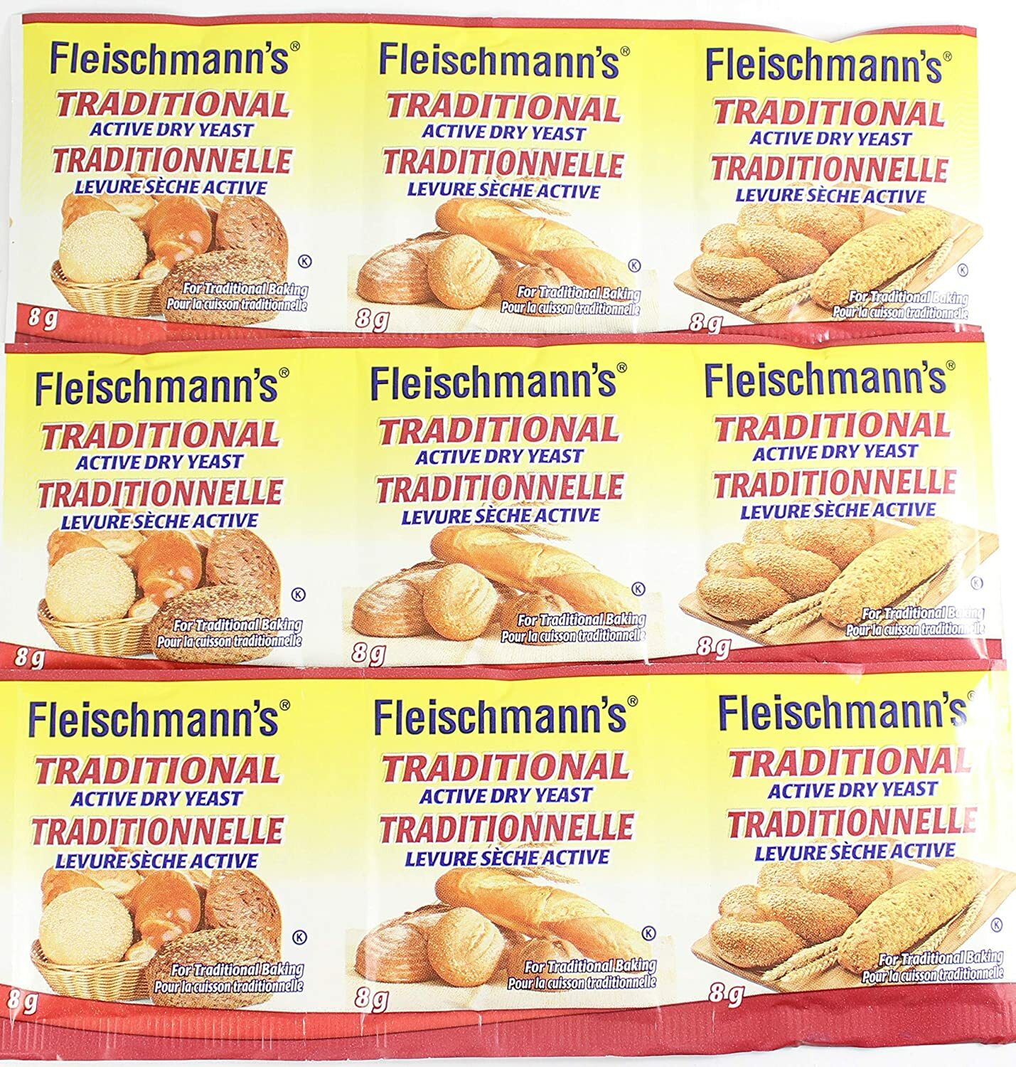 18x Bags Fleischmann's Traditional Active Dry Yeast 8g each FRESH